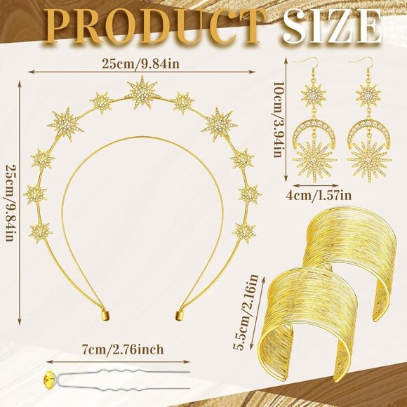 Greek Goddess Costume Accessories Women Set Crown Earrings Bracelets Hair Pins
